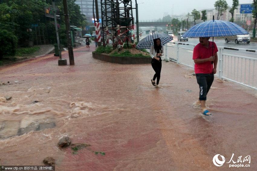 深圳日降雨量破300毫米 人车过街如淌河【3】