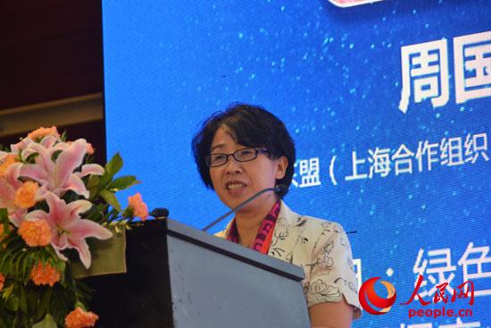 中國·東盟（上海合作組織）環境保護合作中心副主任周國梅：綠色“一帶一路”與環保產業走出去。人民網初梓瑞攝